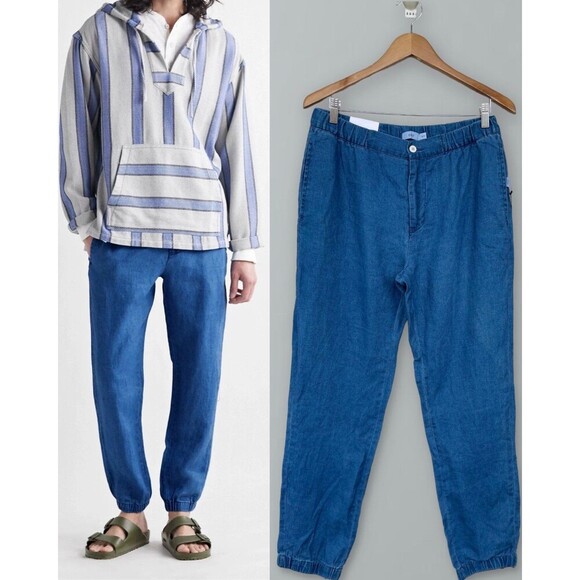 ONIA - Elijah Slim-Fit Linen Trousers - Blue size medium - Picture 1 of 12